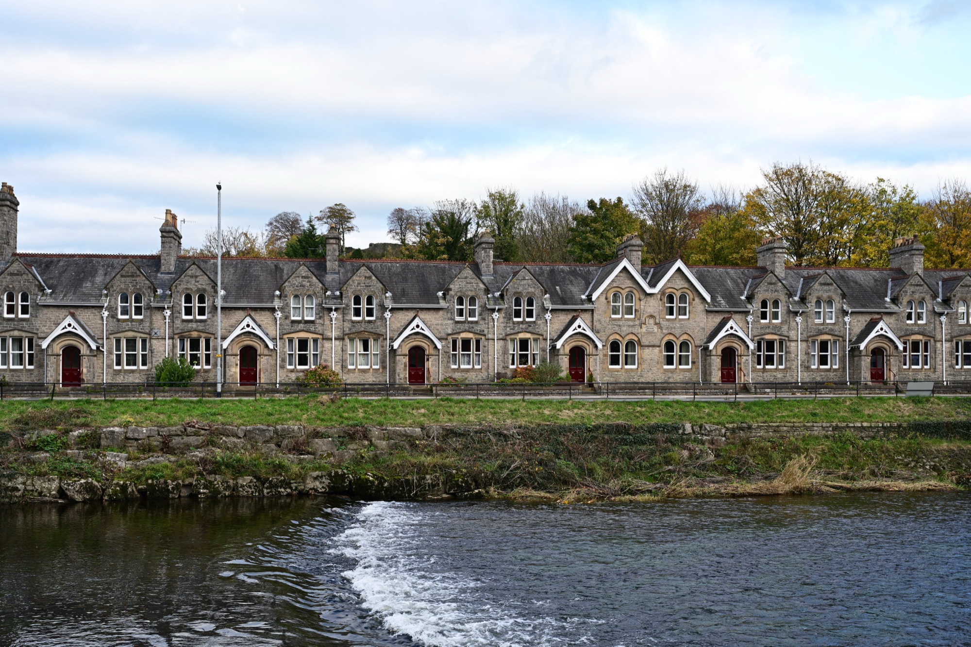 Stone terraced houses beside the River Kent, Kendal
